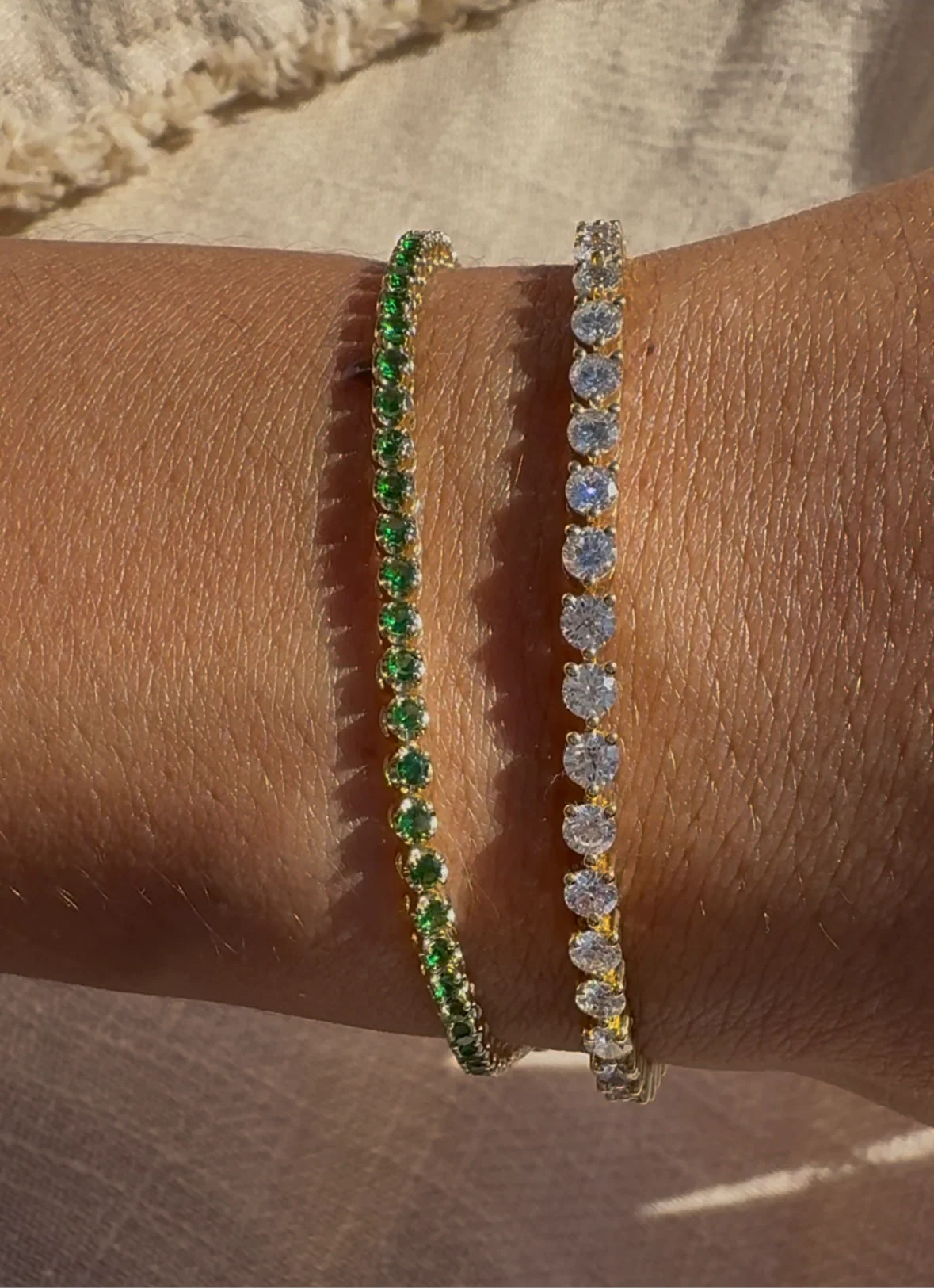 4-Prong Green Emerald Tennis Bracelet - Image 3