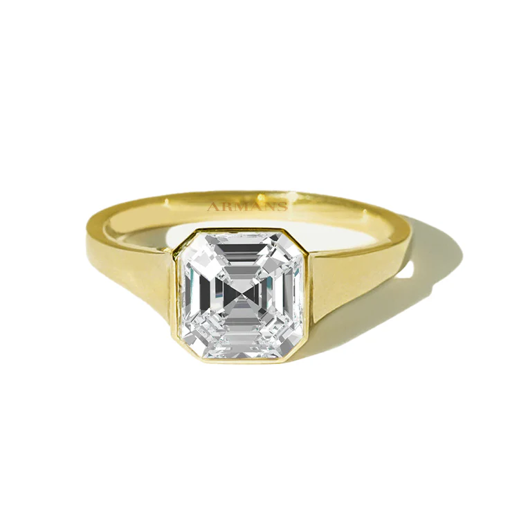 Acacia Bezel Asscher Lab Grown Diamond Engagement Ring