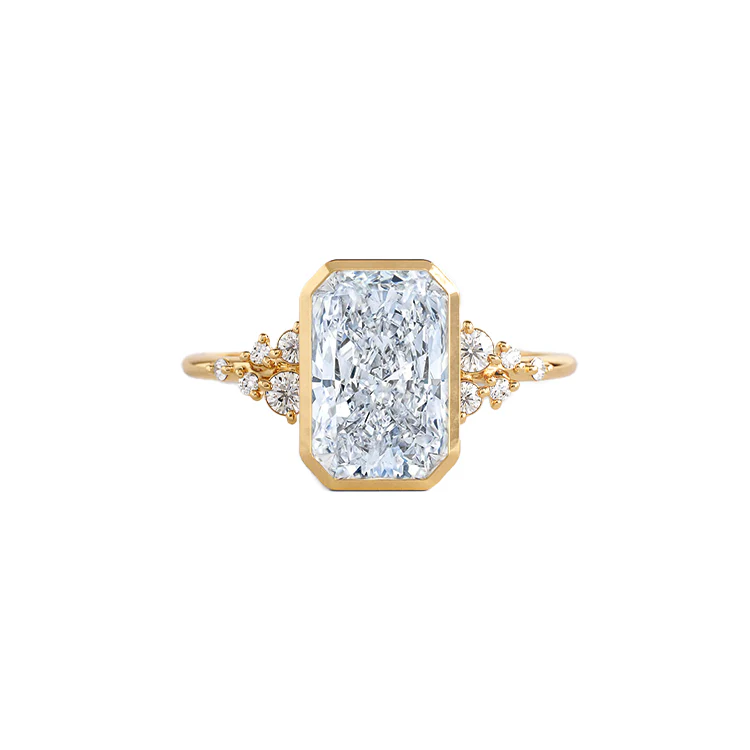 Amery Bezel Radiant  Lab Grown Engagement Ring with Round Side Stones