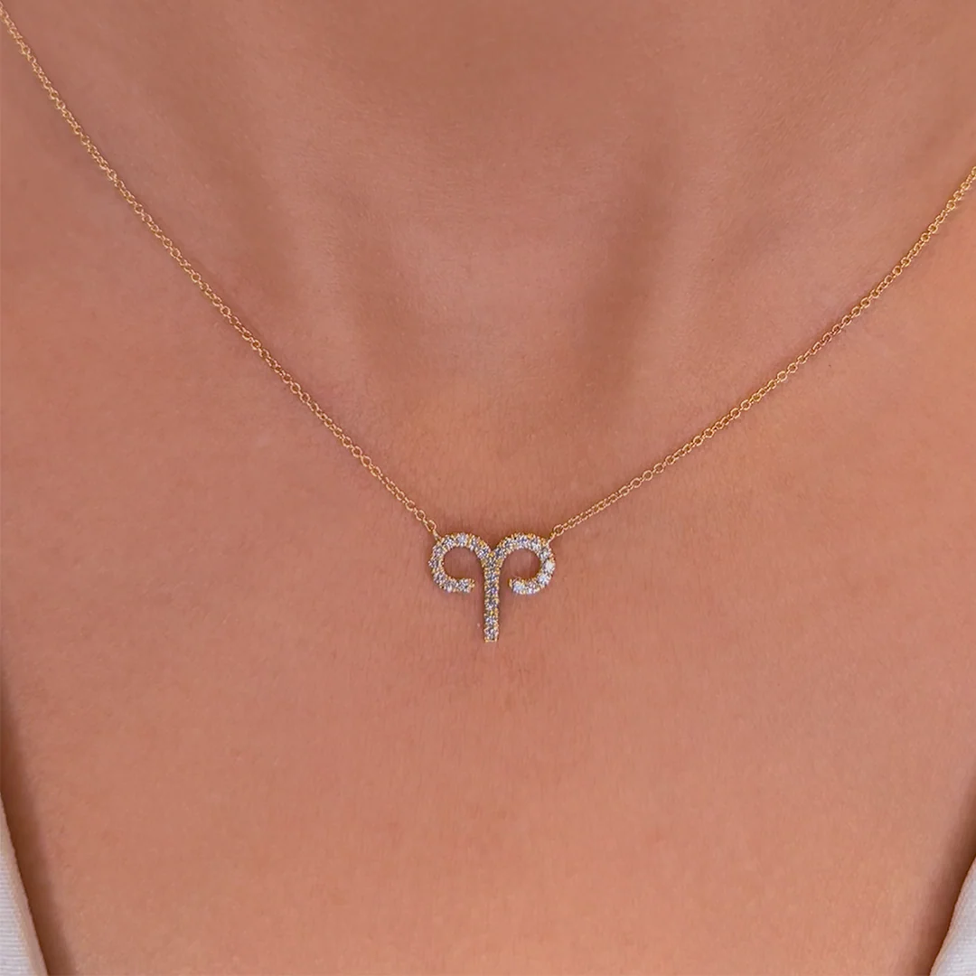 Aries Diamond Zodiac Necklace - Image 2