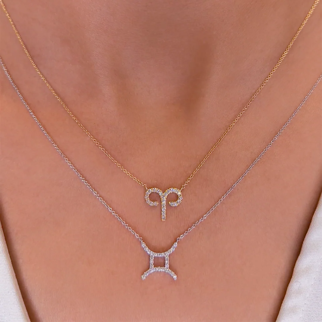Aries Diamond Zodiac Necklace - Image 3