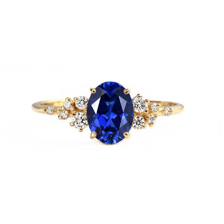 Aurora Lab Grown Blue Sapphire Engagement Ring