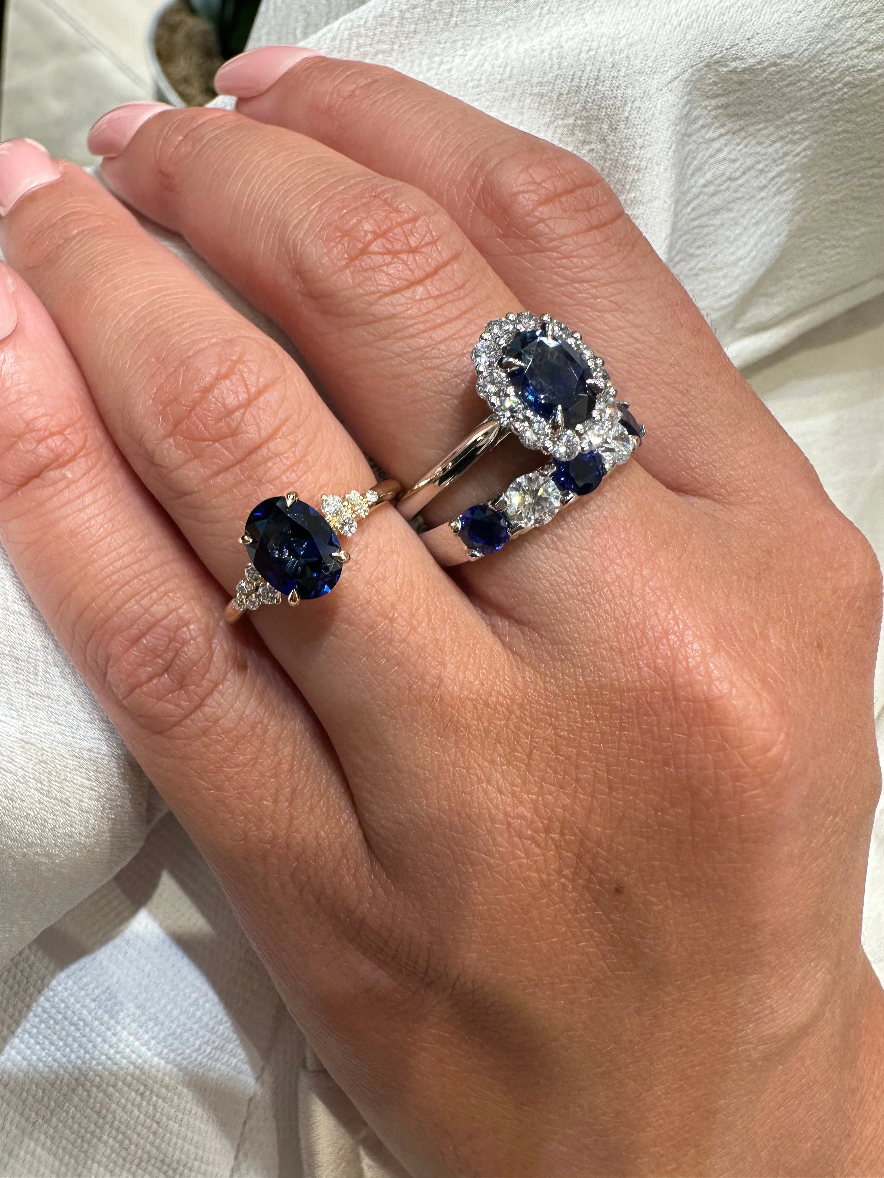 Aurora Lab Grown Blue Sapphire Engagement Ring - Image 4