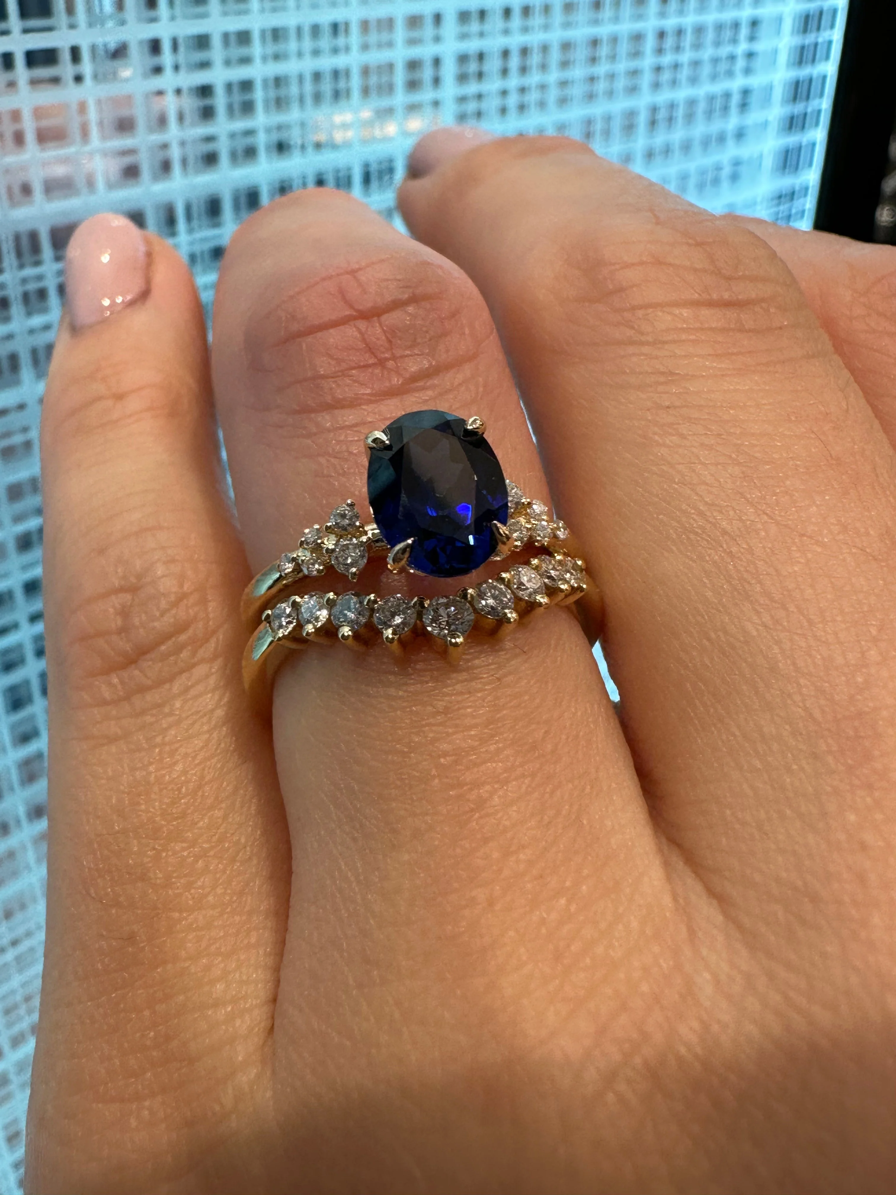 Aurora Lab Grown Blue Sapphire Engagement Ring - Image 5
