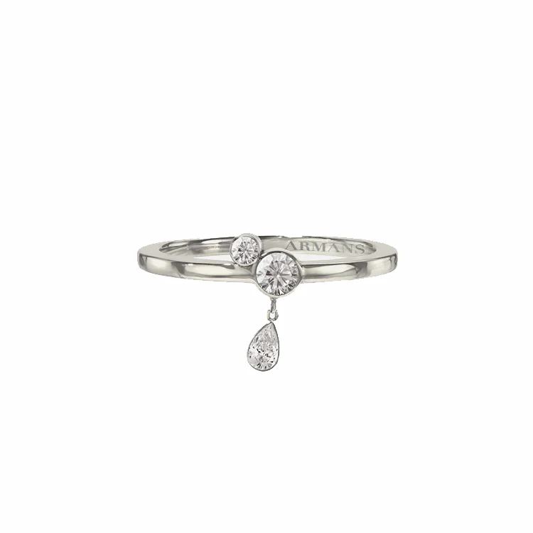 Bezel Set Diamond Dangle Ring - Image 2