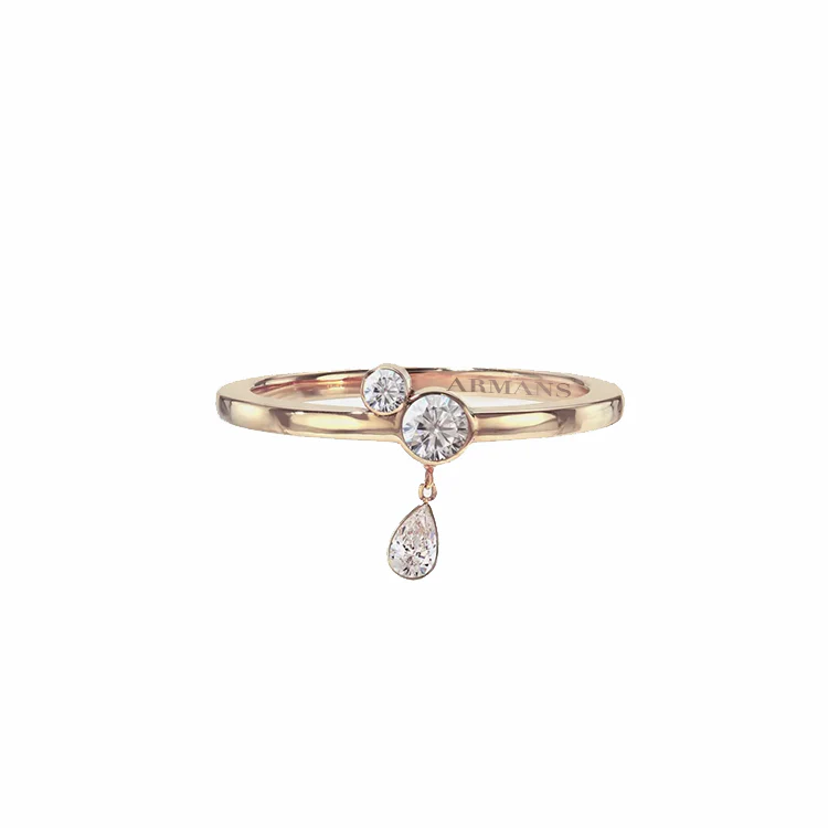 Bezel Set Diamond Dangle Ring - Image 3
