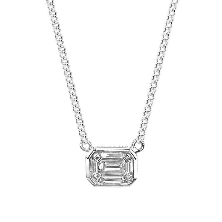 Bezel Set Emerald Diamond Pendant