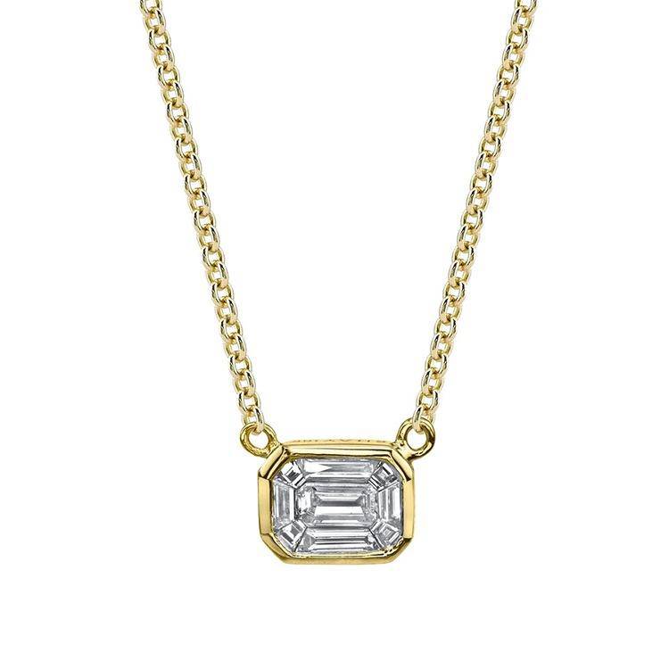 Bezel Set Emerald Diamond Pendant - Image 3