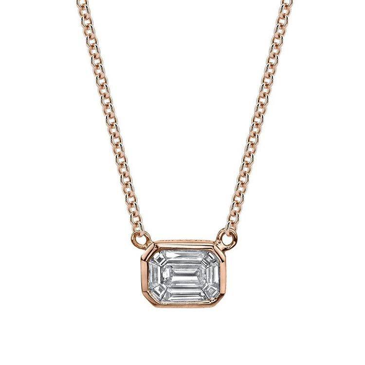 Bezel Set Emerald Diamond Pendant - Image 4