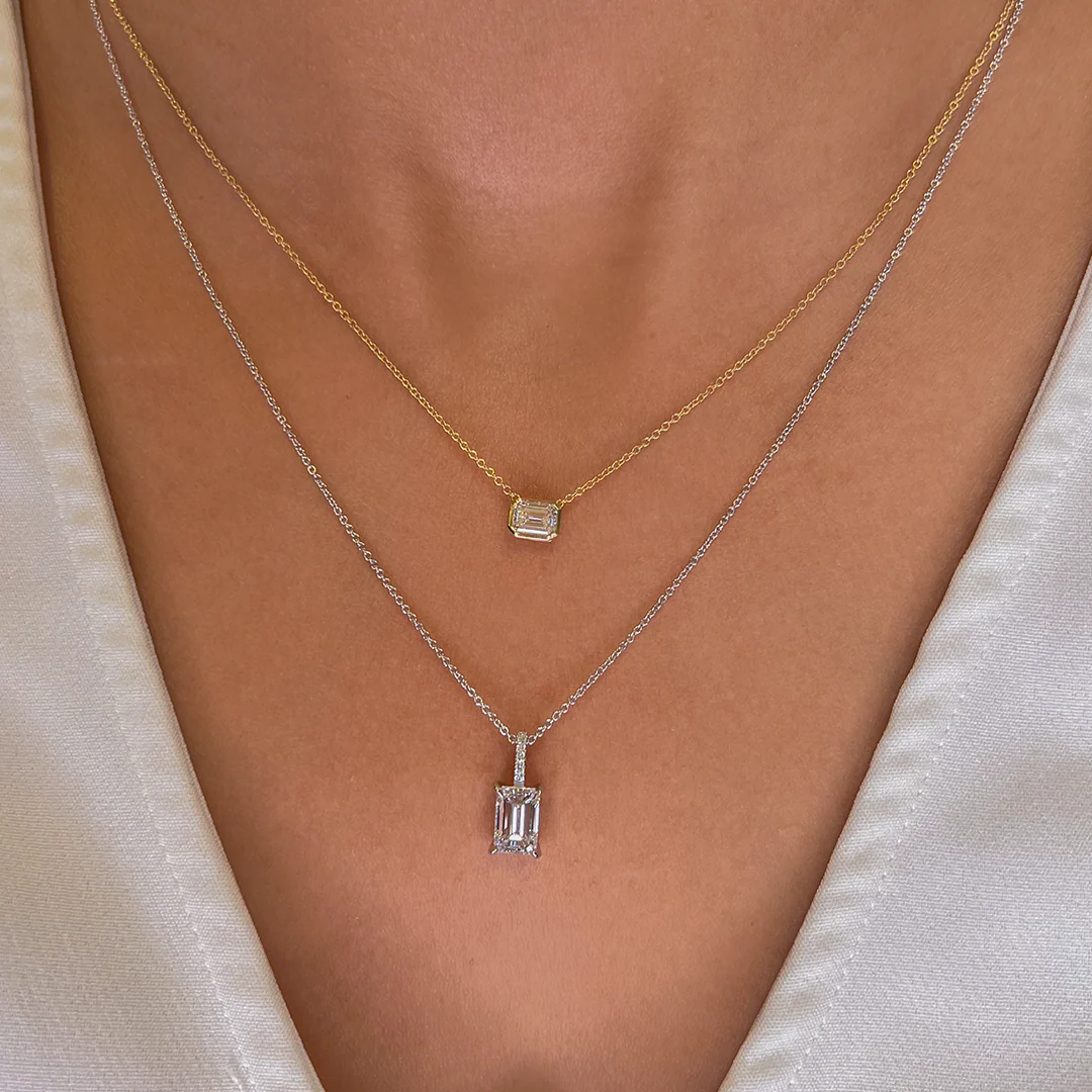 Bezel Set Emerald Diamond Pendant - Image 6
