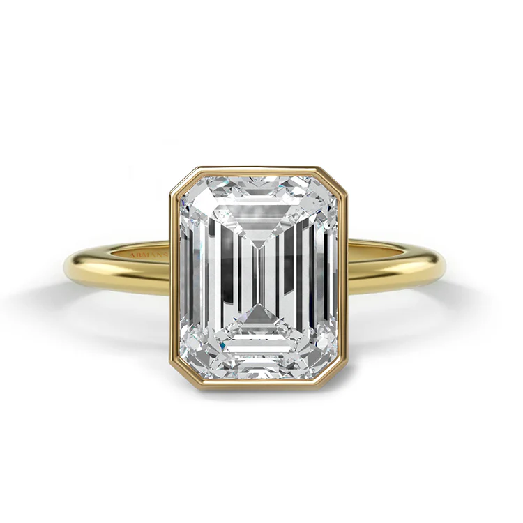 Bezel Set Emerald Lab Grown Engagement Ring