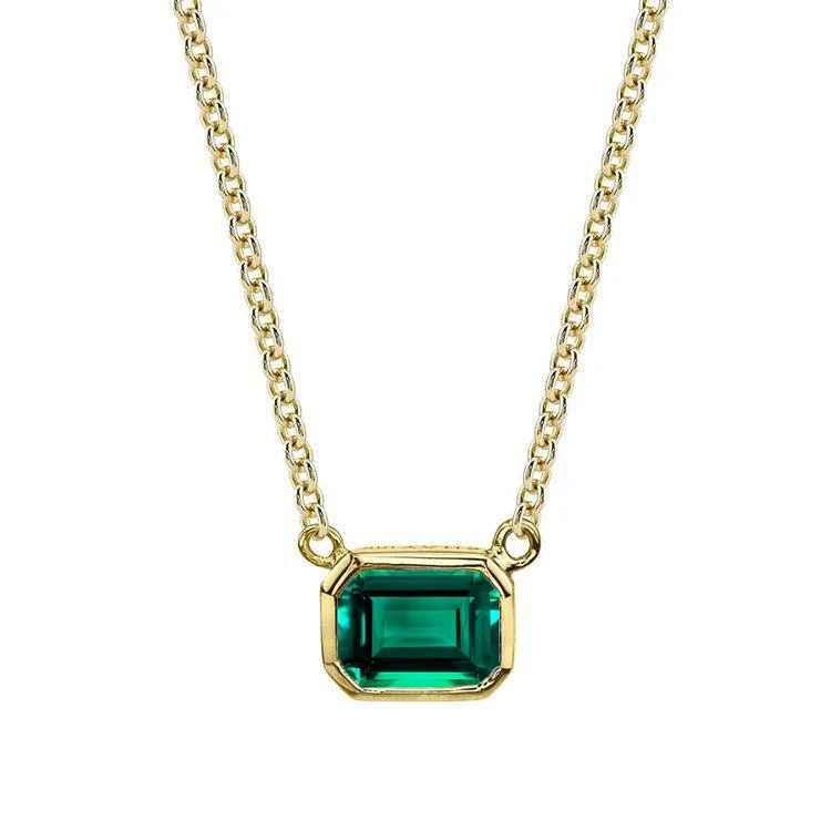 Bezel Set Green Emerald Pendant - Image 3