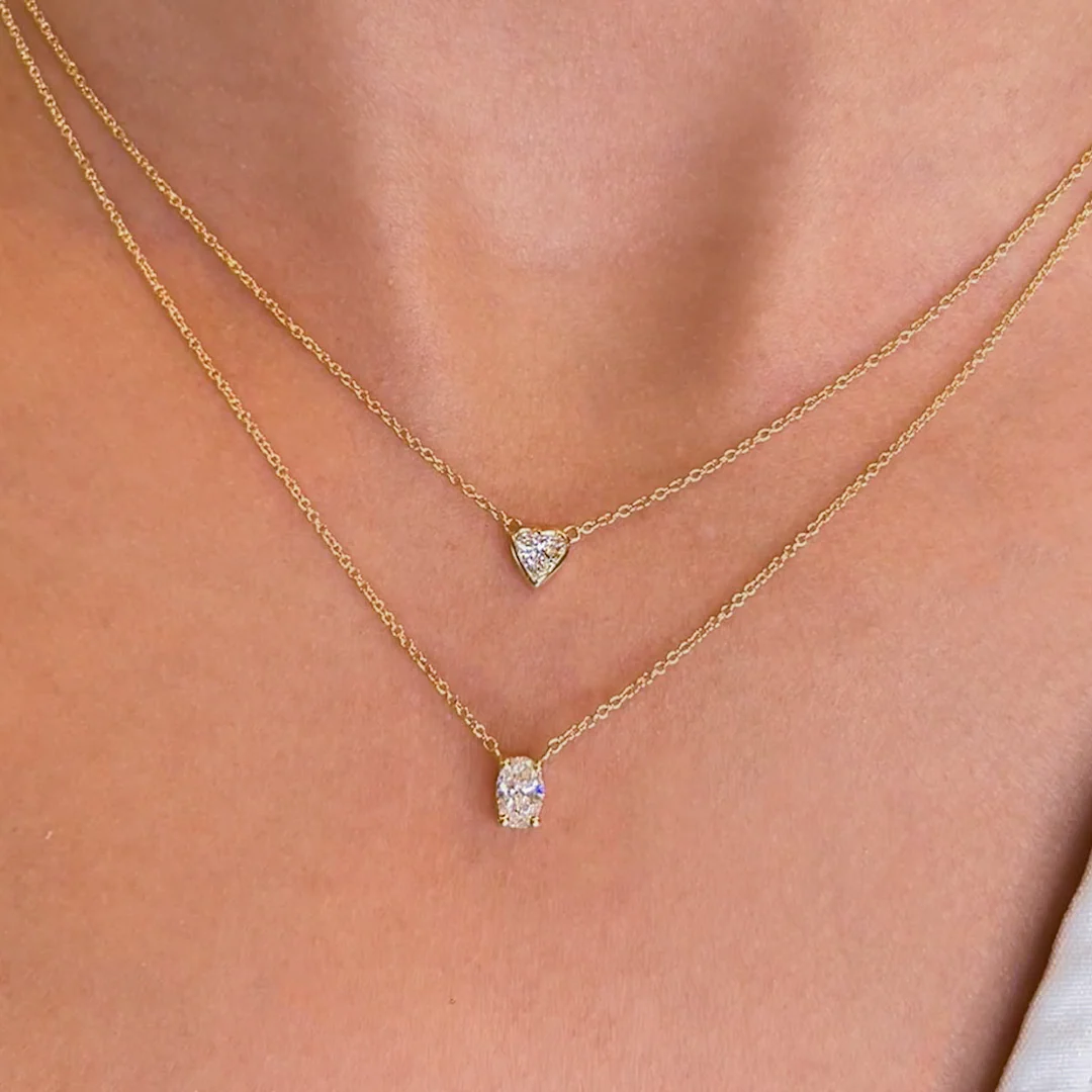 Bezel Set Heart Diamond Pendant - Image 2