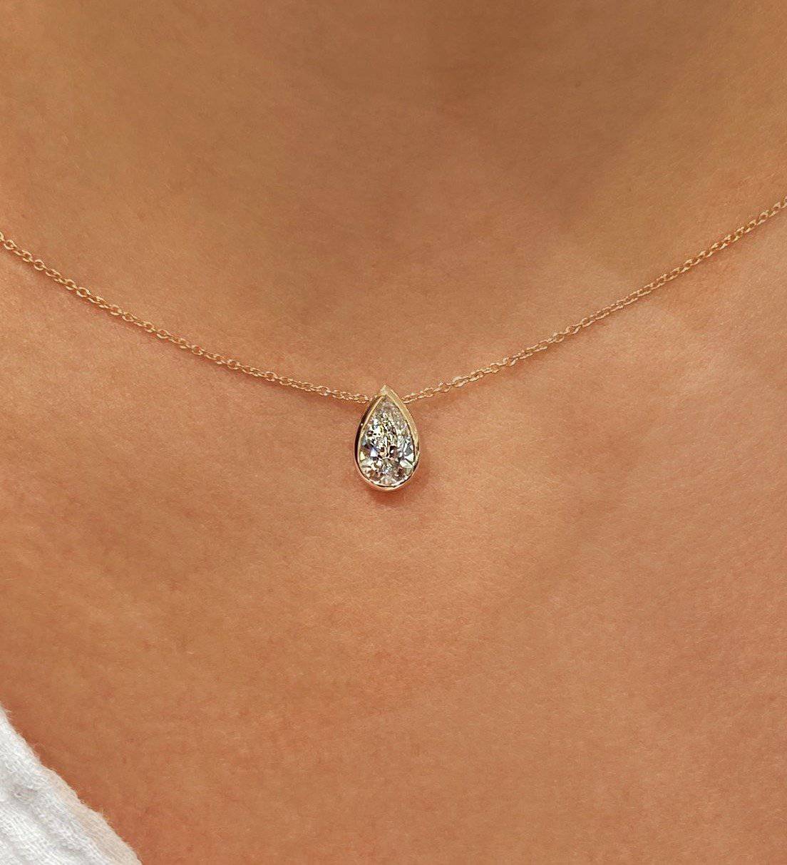 Bezel Set Pear Diamond Pendant - Image 7