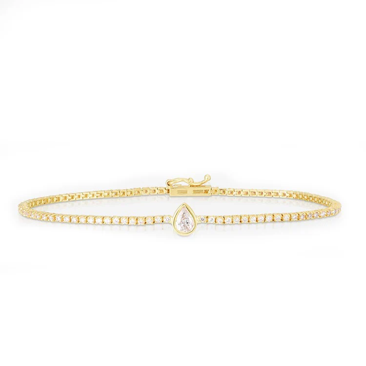 Bezel Set Pear Diamond Tennis Bracelet