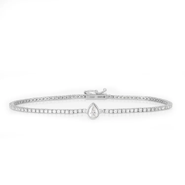 Bezel Set Pear Diamond Tennis Bracelet - Image 2