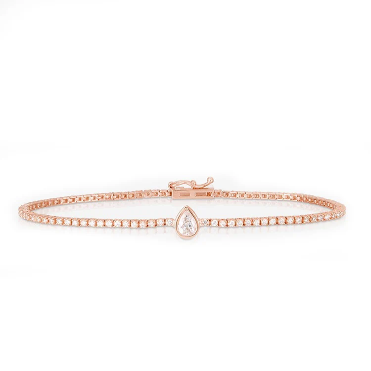 Bezel Set Pear Diamond Tennis Bracelet - Image 3