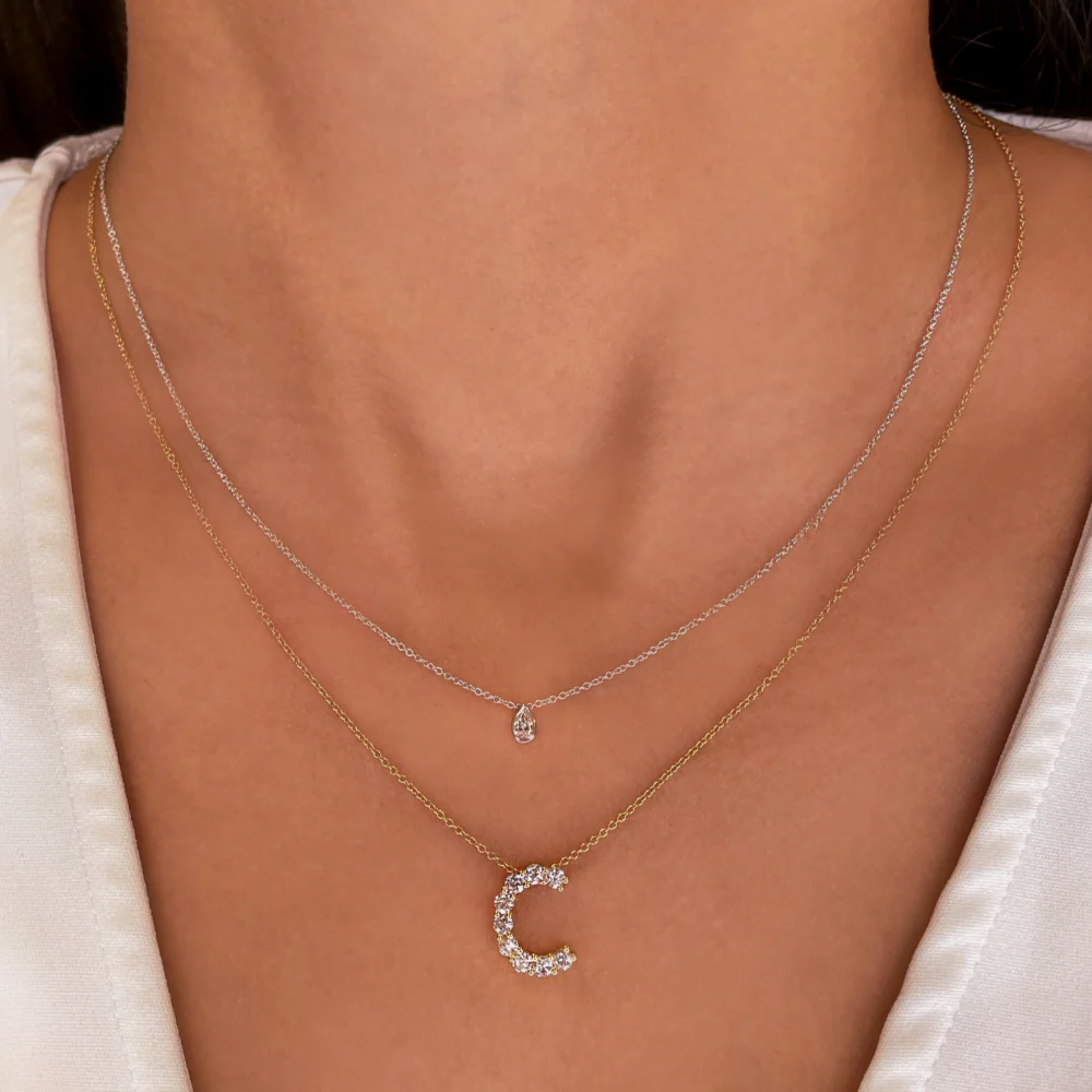 Bezel Set Pear Lab Grown Diamond Pendant - Image 4