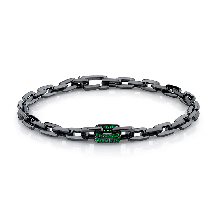 Black Gold Emerald Chain Link Bracelet