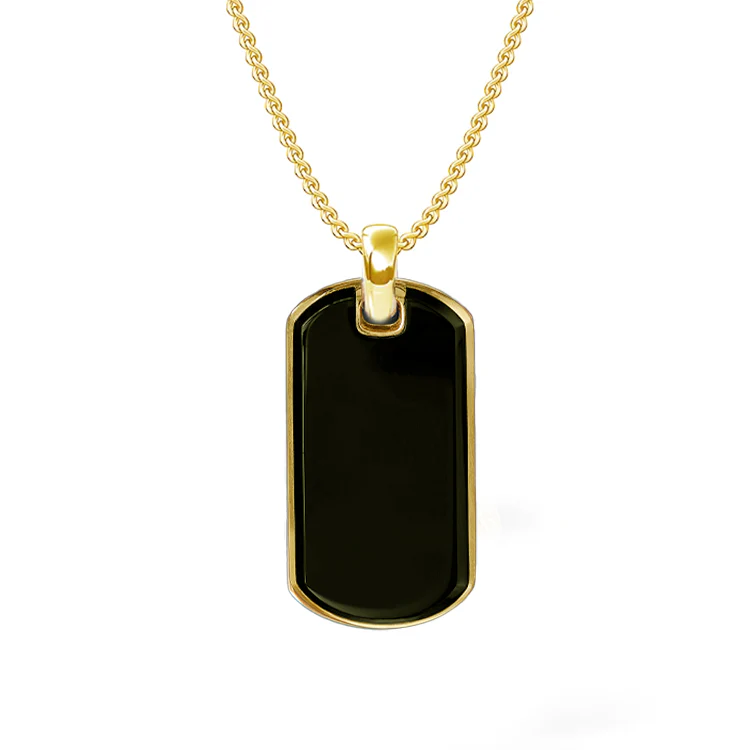 Black Onyx Dog Tag Necklace - Image 2