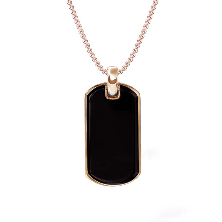 Black Onyx Dog Tag Necklace - Image 3