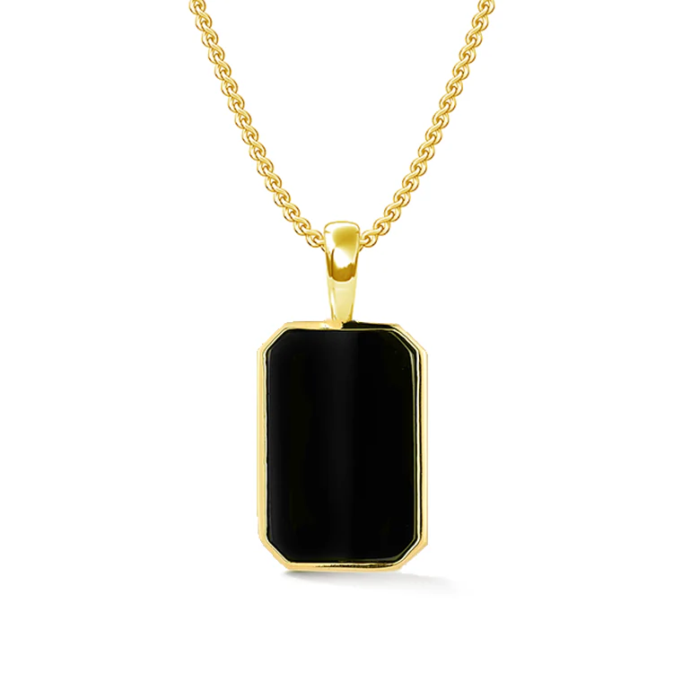 Black Spinel Dog Tag Necklace