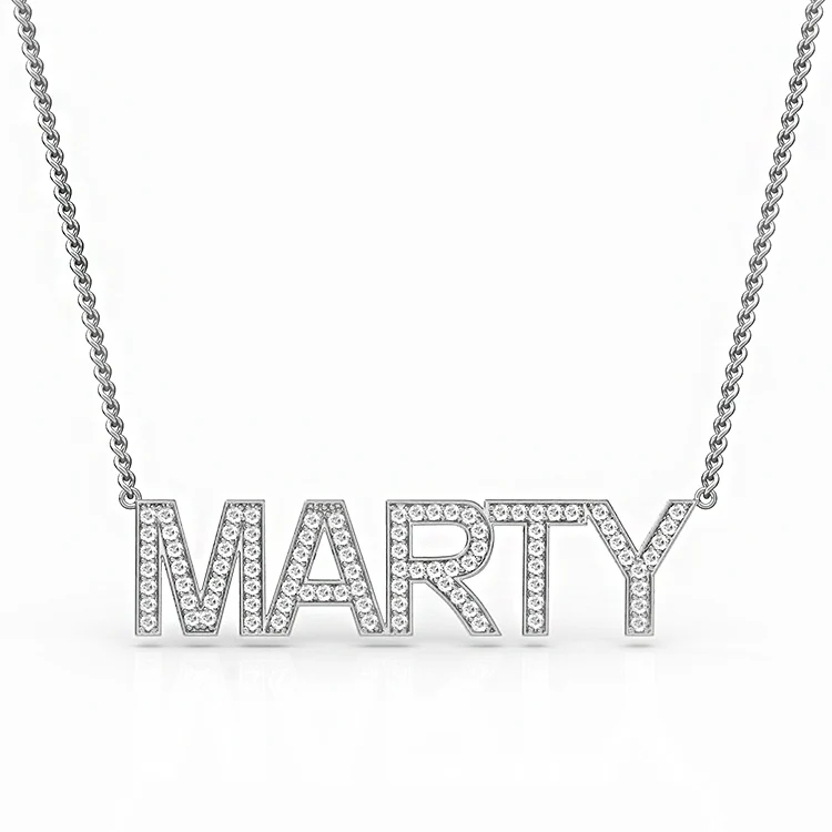Block Letter Diamond Name Necklace - Image 3