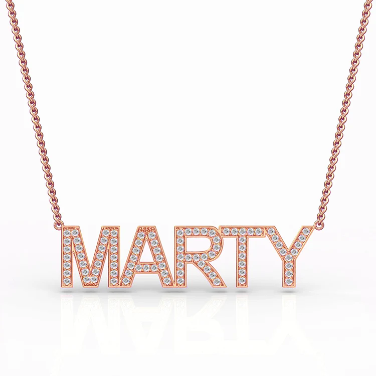 Block Letter Diamond Name Necklace - Image 4