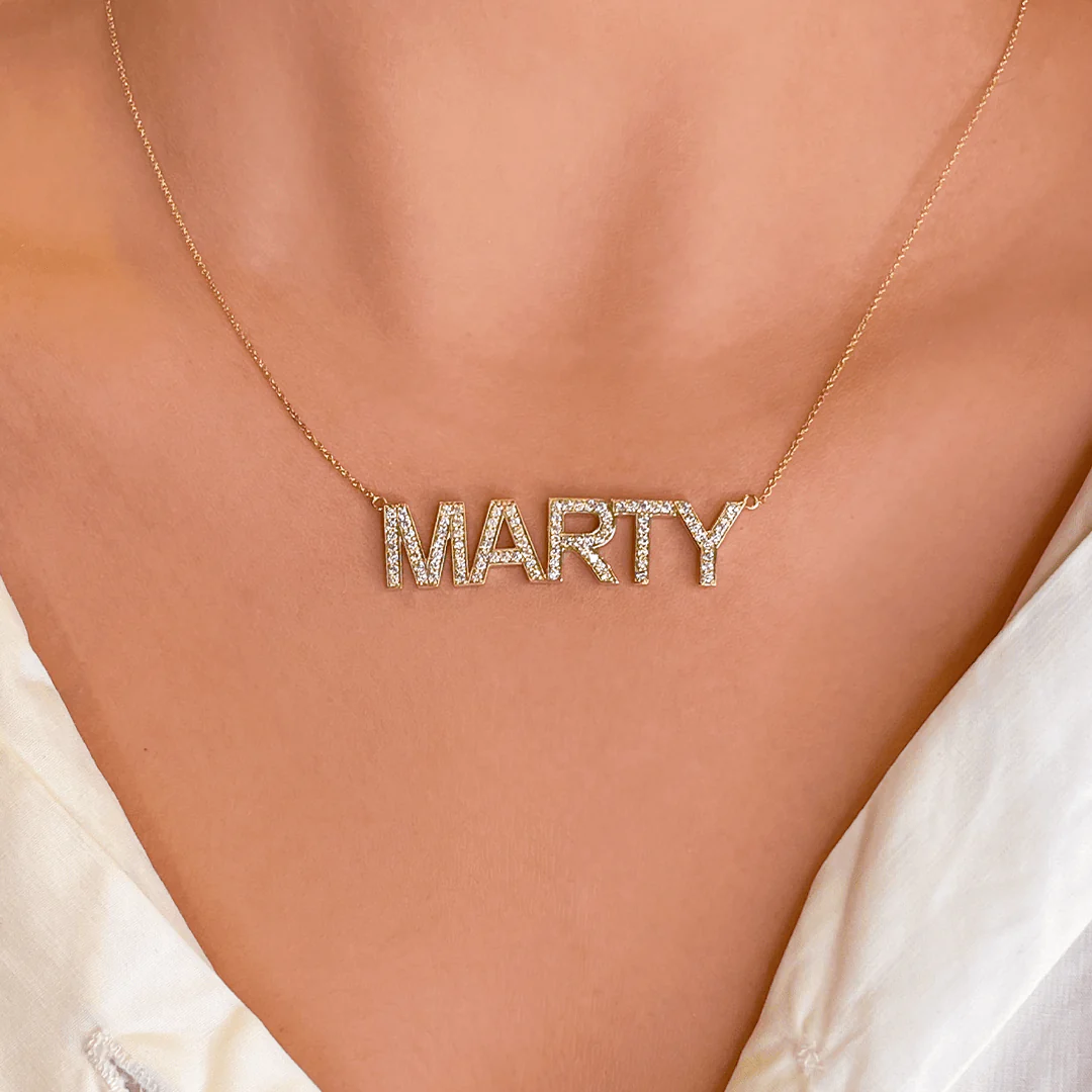 Block Letter Diamond Name Necklace - Image 5