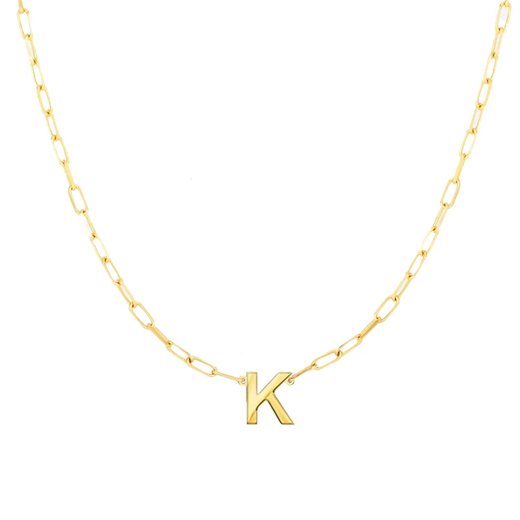 Block Letter Necklace with Paperclip Chain - Image 11