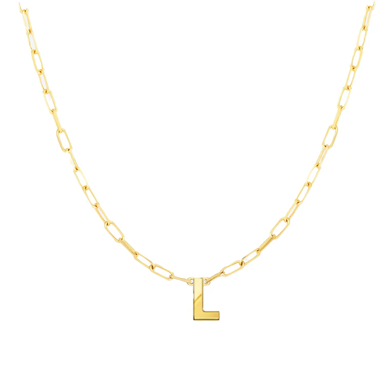 Block Letter Necklace with Paperclip Chain - Image 12