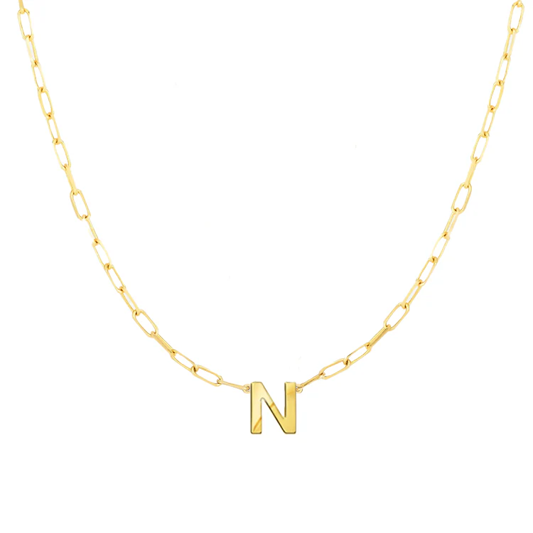 Block Letter Necklace with Paperclip Chain - Image 14