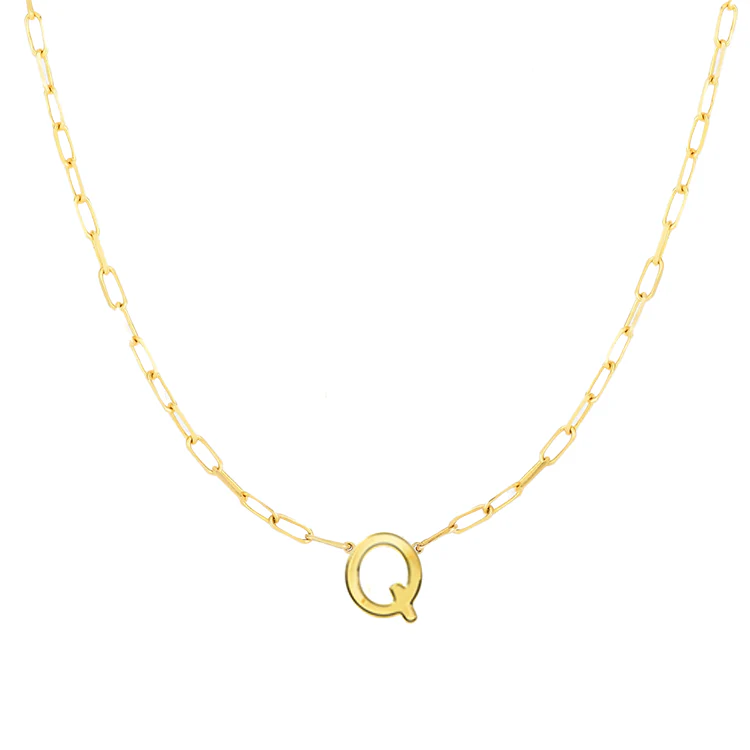 Block Letter Necklace with Paperclip Chain - Image 17