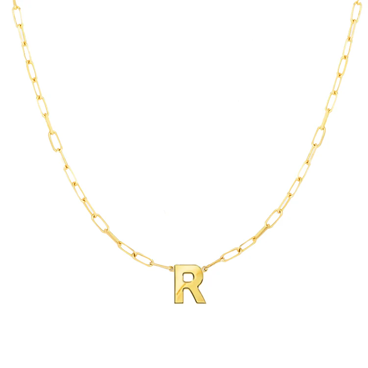 Block Letter Necklace with Paperclip Chain - Image 18
