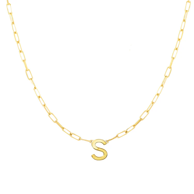 Block Letter Necklace with Paperclip Chain - Image 19