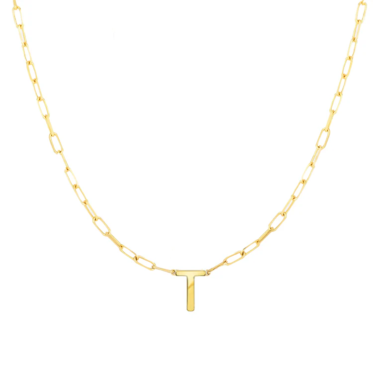 Block Letter Necklace with Paperclip Chain - Image 20