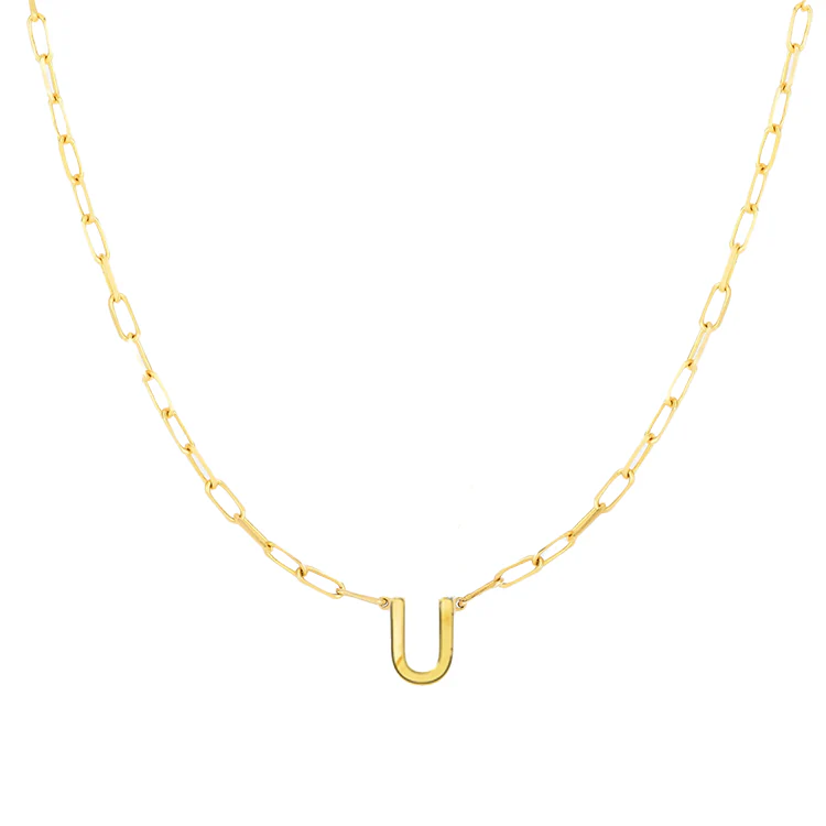 Block Letter Necklace with Paperclip Chain - Image 21