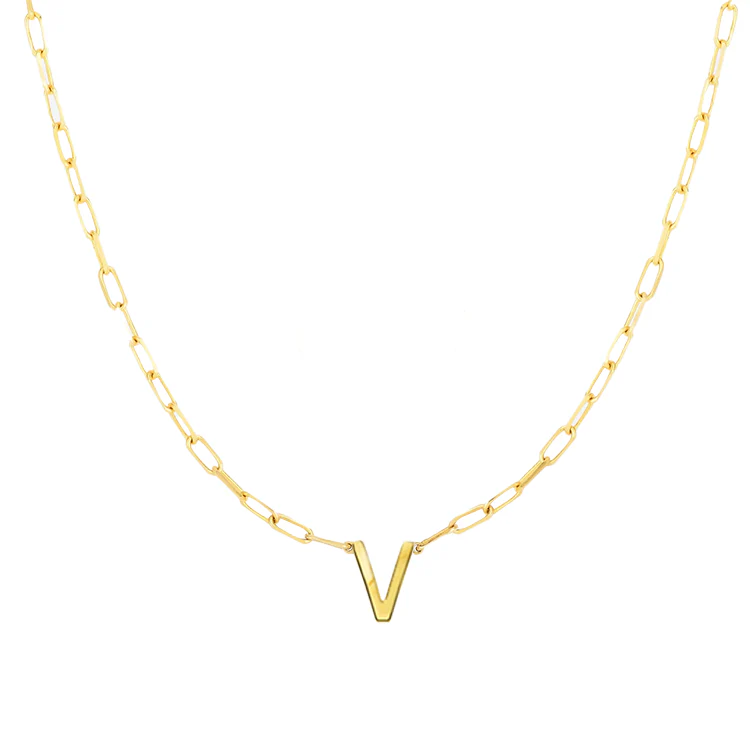 Block Letter Necklace with Paperclip Chain - Image 22