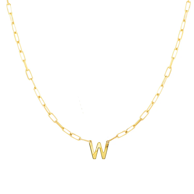 Block Letter Necklace with Paperclip Chain - Image 23