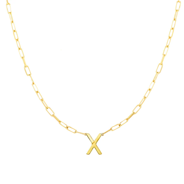 Block Letter Necklace with Paperclip Chain - Image 24