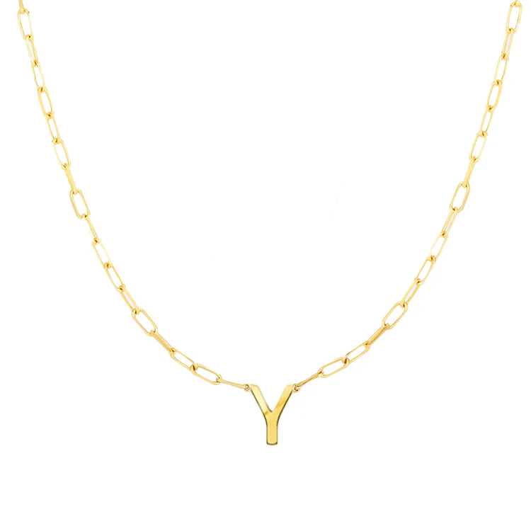 Block Letter Necklace with Paperclip Chain - Image 25