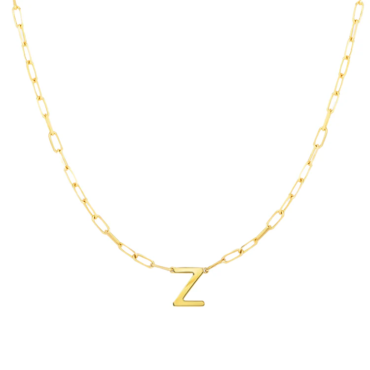 Block Letter Necklace with Paperclip Chain - Image 26