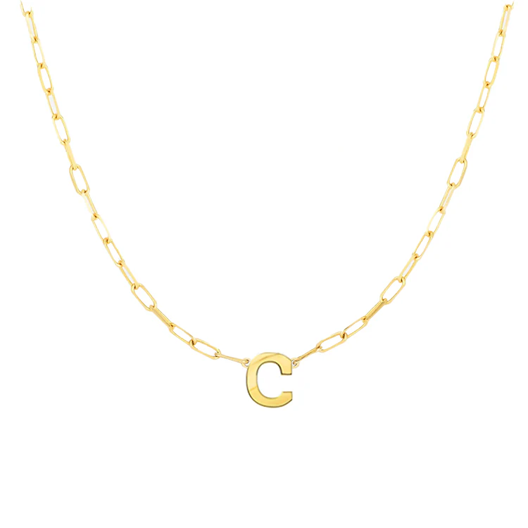Block Letter Necklace with Paperclip Chain - Image 3