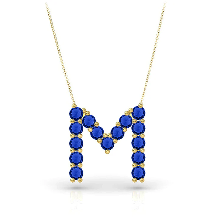Blue Sapphire Initial Pendant