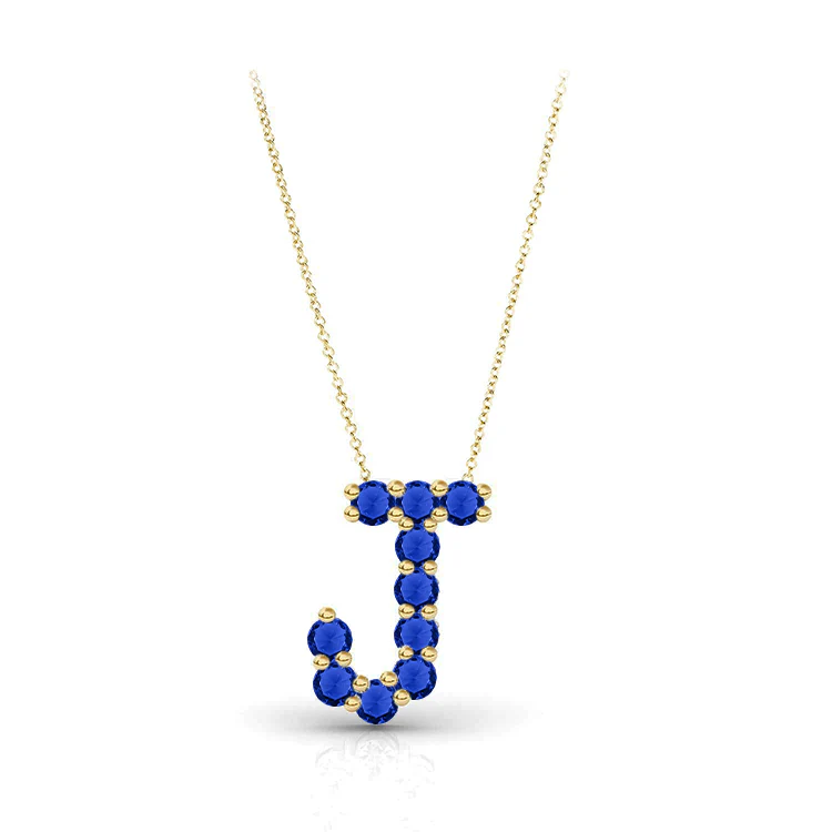 Blue Sapphire Initial Pendant - Image 2