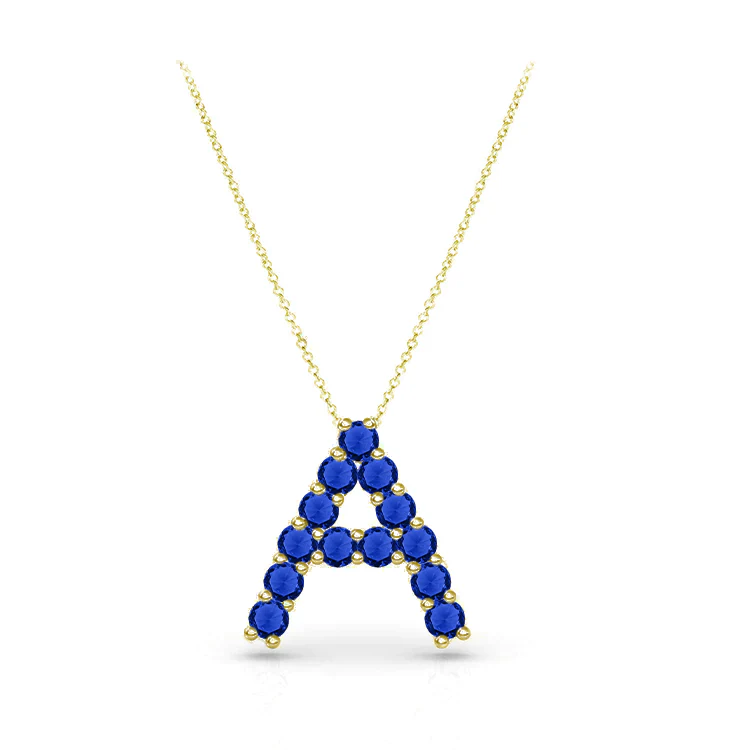 Blue Sapphire Initial Pendant - Image 3