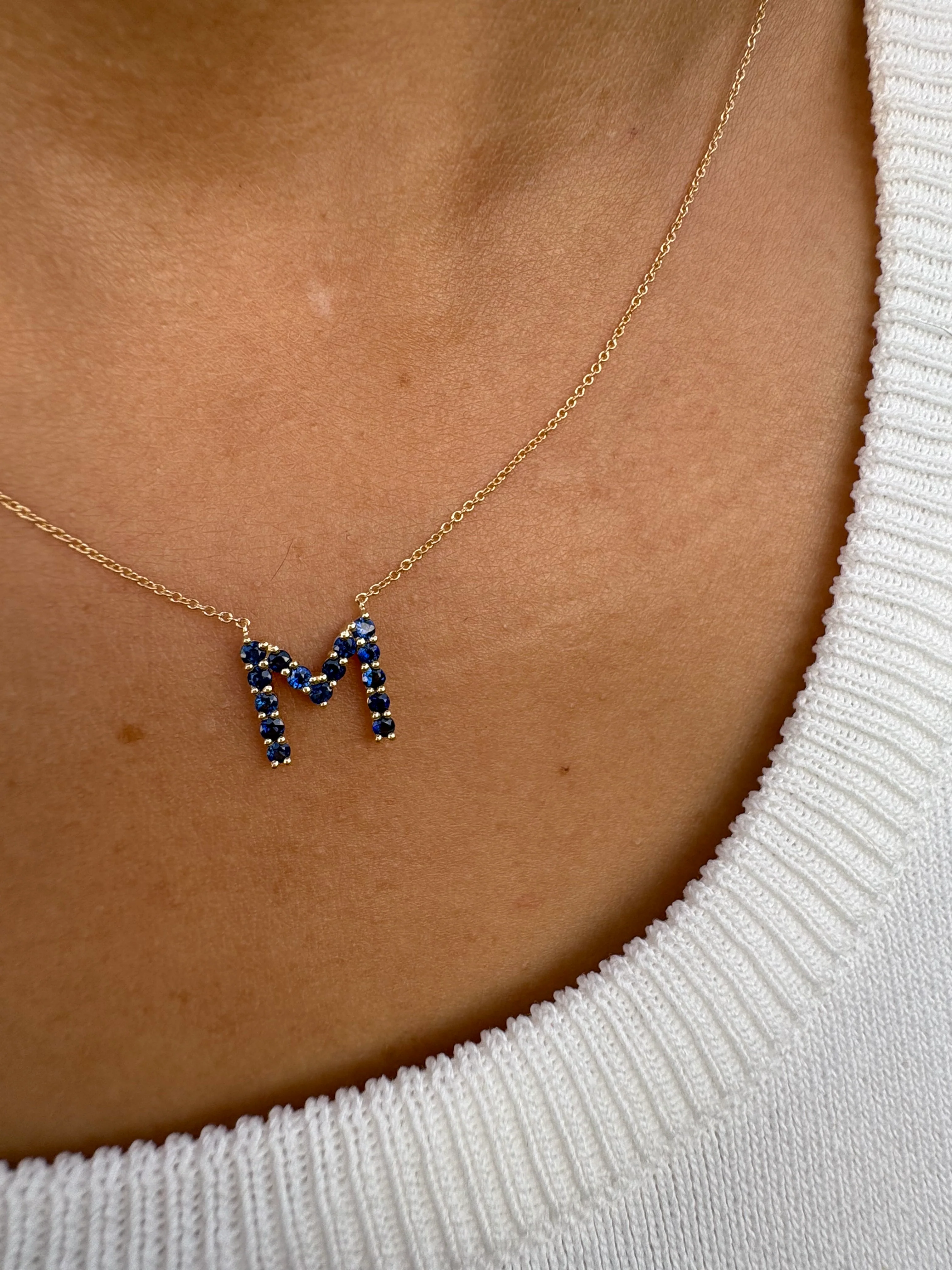 Blue Sapphire Initial Pendant - Image 4