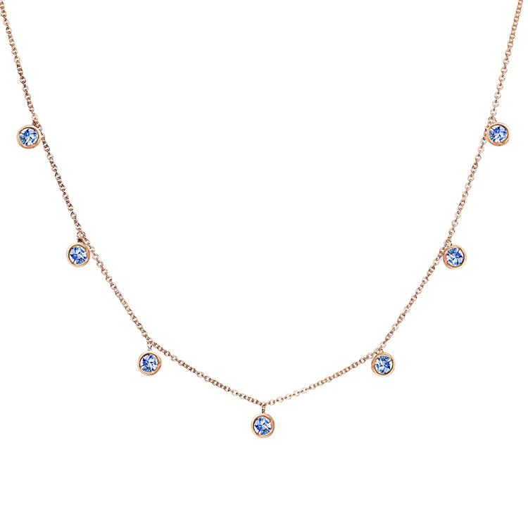 Blue Sapphire Orbit Drop Necklace