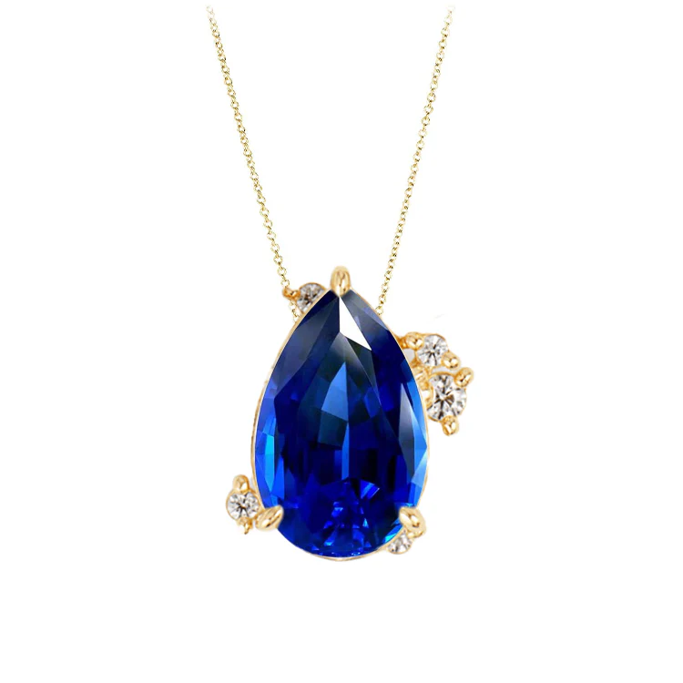 Blue Sapphire Pear Indie Diamond Necklace