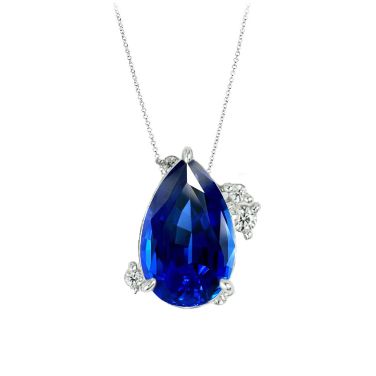 Blue Sapphire Pear Indie Diamond Necklace - Image 2
